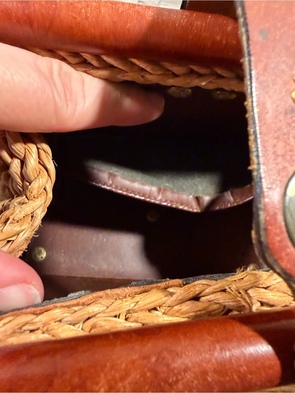 Vintage John Romain Straw and Brown Leather Purse Rare 1960’s